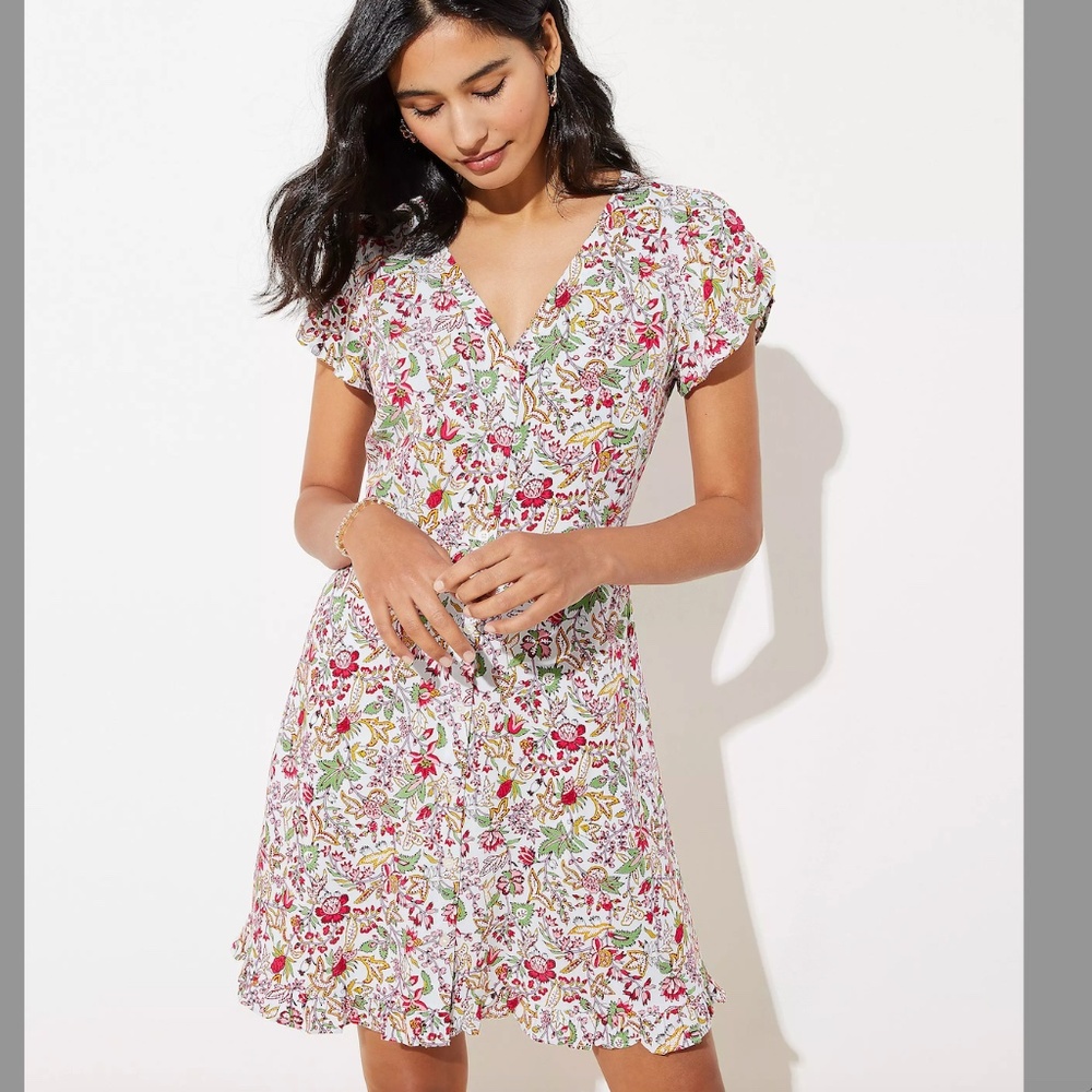 NWT Loft Jungle Ruffle Pocket Dress
